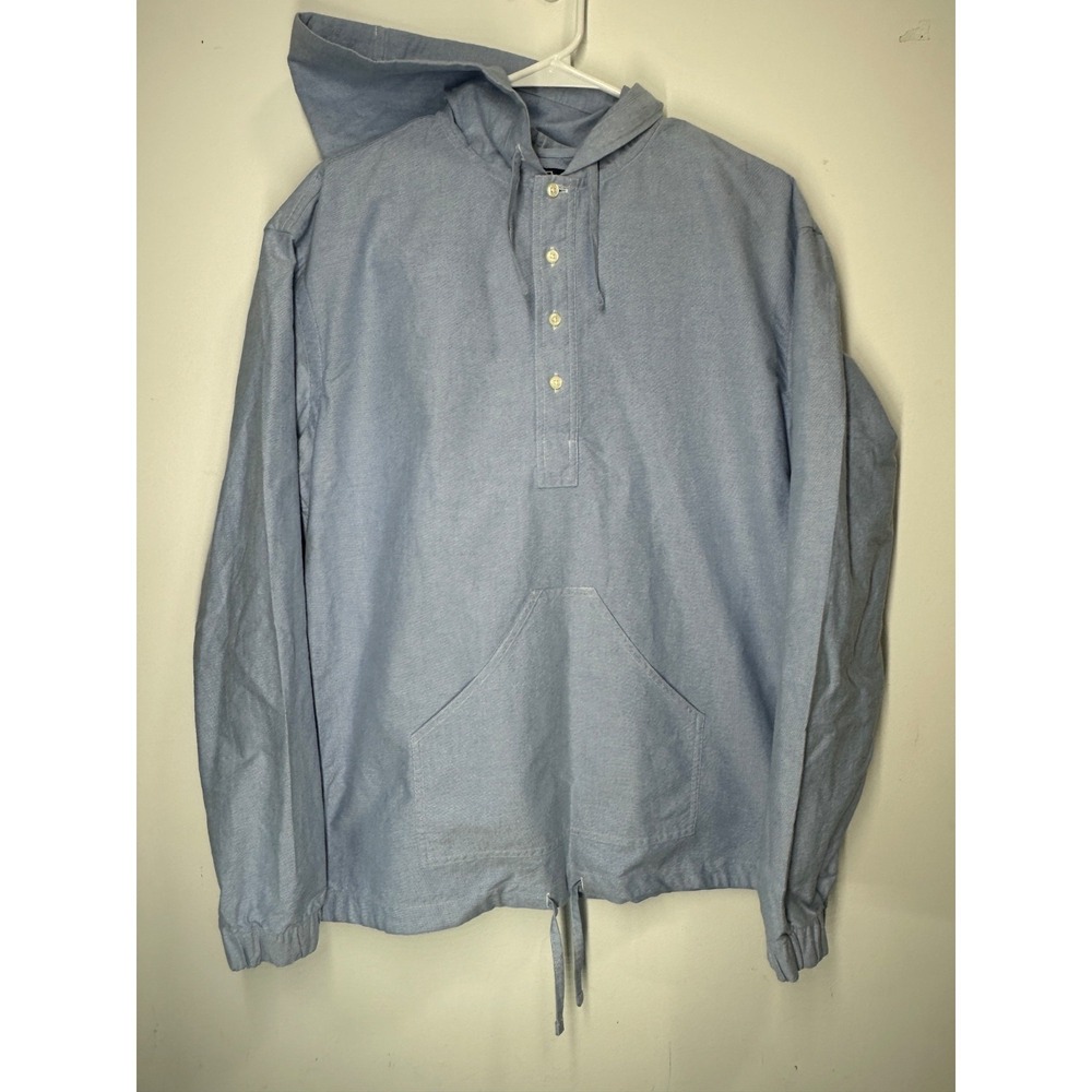 Polo Ralph Lauren Oxford Hooded Popover Shirt Light Blue Long Sleeve - Medium